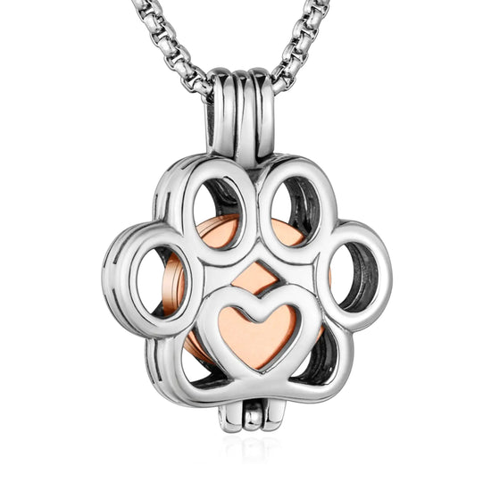 Paw Print Cremation Jewelry for Pet Ashes Urn Necklace for Dog Ashes Memorial Jewelry Pendant for Cat Ash-You Left Paw Print on My Heart
