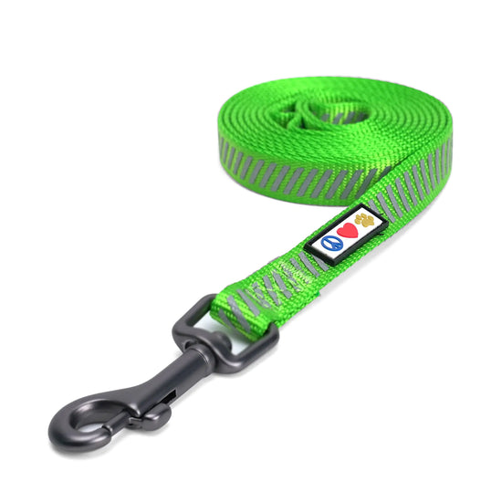 Pawtitas Pet Leash Puppy Leash Reflective Dog Leash | Comfortable Handle a Heavy Duty with Highly Visibility Threads | Reflective Dog Training Leash - 6 Foot Green Dog Leash