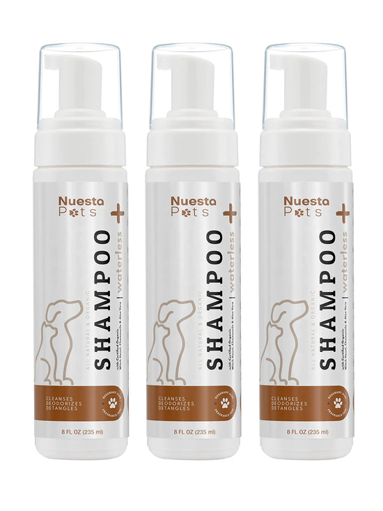 Nuesta Pets Waterless No-Rinse Pet Shampoo | Soothing Hypoallergenic Gentle | time-Saving Stress-Free foaming Cleanser (3 8 fl oz Bottles Unscented)