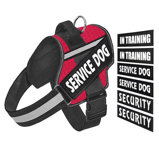 Service Dog VestNo-Pull Pet Dog Harness with Handle6 Dog PatchesNight Safe Reflective StrapsAdjustable Nylon Service Dog in Training Vest for Small Medium Large Breed Dogs (Red-1 S)