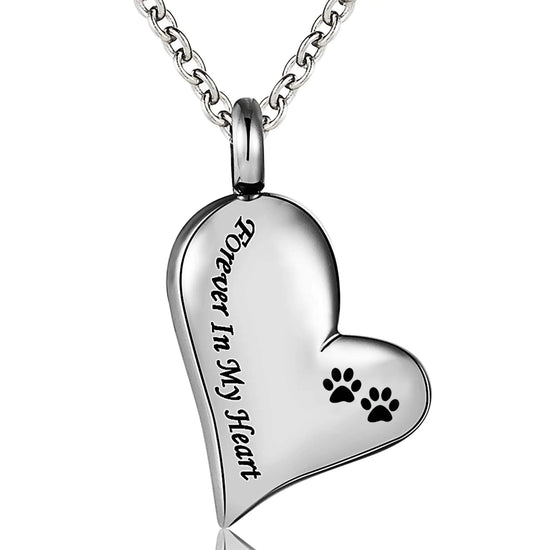YVIEHTTEM Dog Ashes Necklace Pet Cremation Jewelry Urn Necklaces for Ashes Dog Cremation Jewelry for Ashes Dog Heart Shape Stainless Steel Lockets with Paw Print Waterproof Keepsake Pendant for Women Gifts (Silver)