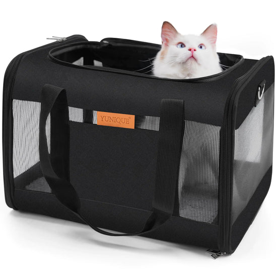YUNIQUE Cat Dog CarrierGrey Soft-Sided Cat Bag Animal Carriers Travel Puppy Carry As a Toy of Fabric Pet Home (Black)